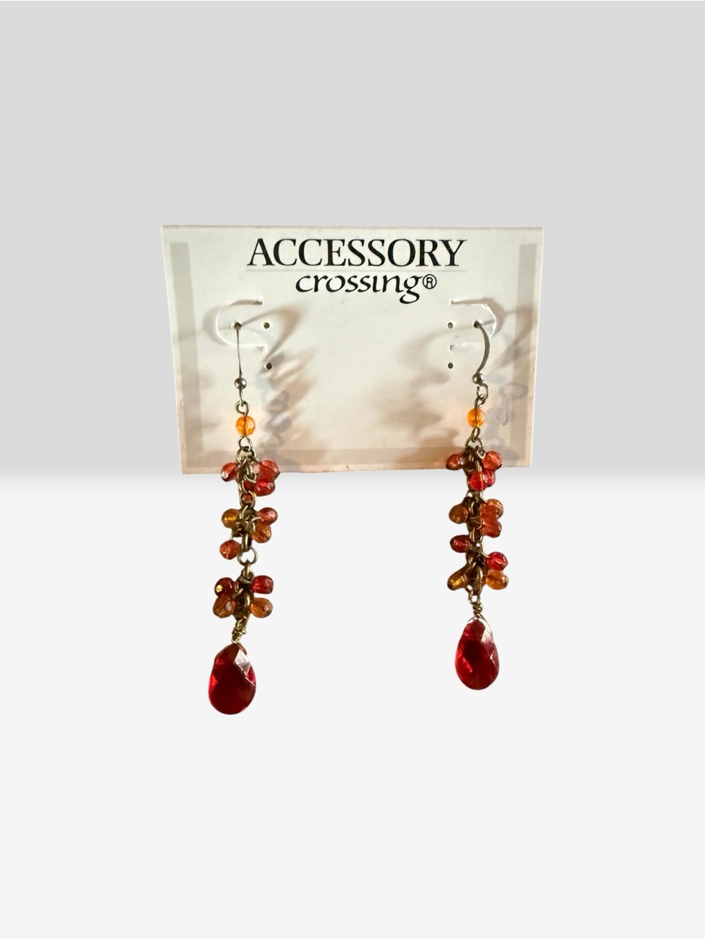 Accessory Crossing Red Teardrop Cluster Dangle Earrings